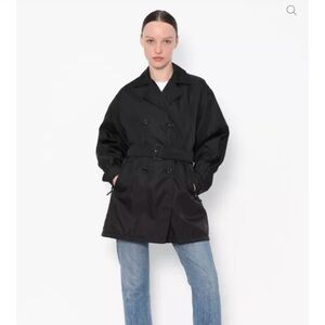 FACONNABLE Double Breasted 90’s Belted
Trench Coat, black, red interior lining
